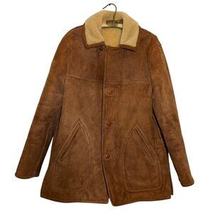 Vintage Wicking of Hong Kong Rancher Suede Jacket Shearling Lined Coat Size 44